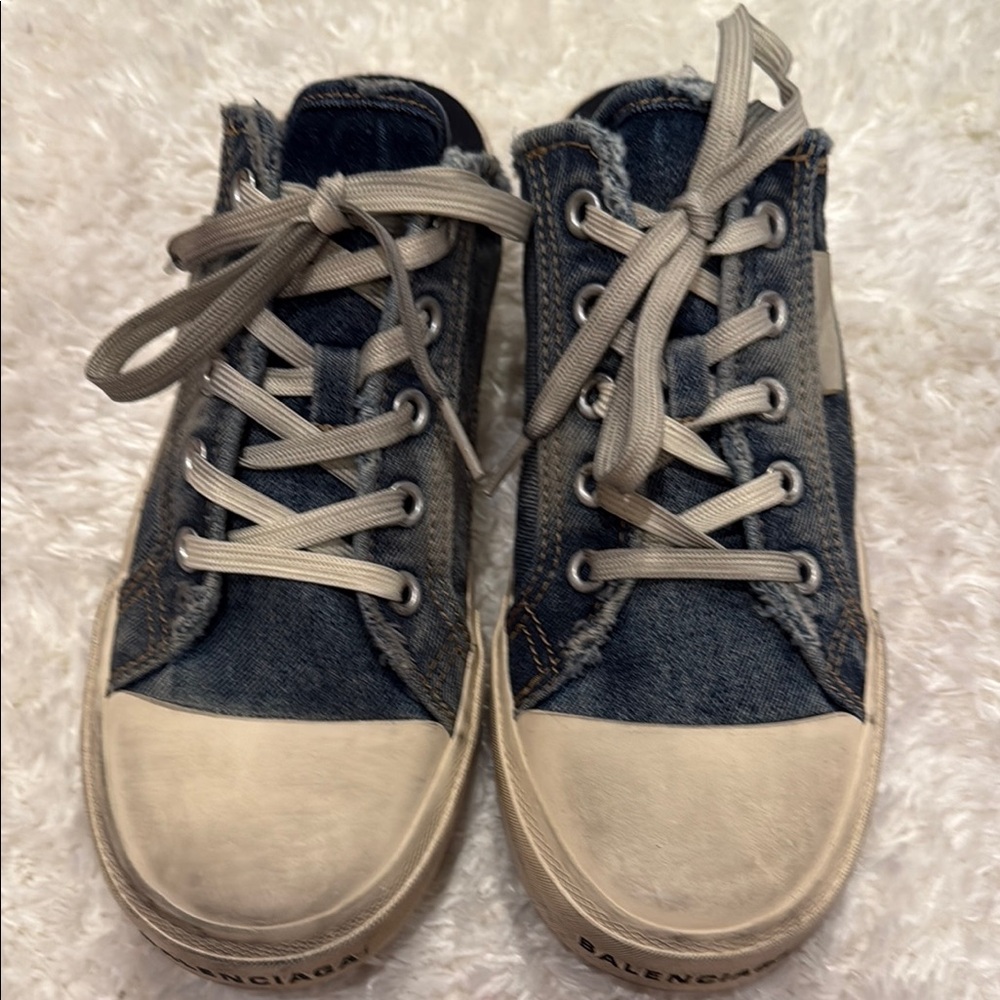 Balenciaga women distressed look Denim Sneakers new never worn - Picture 7 of 10